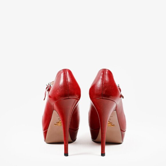 Prada Red Patent Leather Mary Jane Platform Pumps - Picture 3 of 10